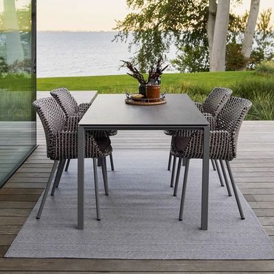 Luxury Aluminum Table And Rattan Chair Sets For High End Outdoor Dining Table Set