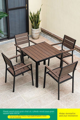 Contemporary Plastic Wood Formosa Outdoor Dining Furniture Table And Chair Set For Villa Garden