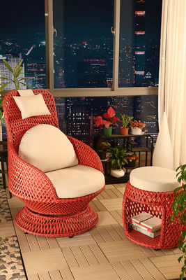 High Rebound Sponge Cushion Patio Rattan Rotating Wicker Chair For Entertaining