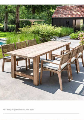 Nordic Modern Round And Rectangle Teak Outdoor Dining Table And Chairs For 10 Person