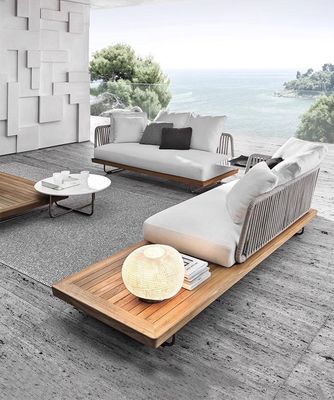 Modern New Design PL Ribbon Woven Aluminum Frame Hotel Villa Sofa And Table Set