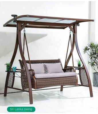 2 Seat Porch Patio Garden Swing Chair With PE Rattan Seat And Aluminium Alloy Frame