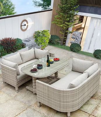 Restaurant Outdoor Light Luxury PE Rattan Sofa Set Patio Waterproof Metal Furniture
