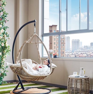 Wholesale Popular Wicker Patio Outdoor Metal Rattan Basket Egg Hanging Chair