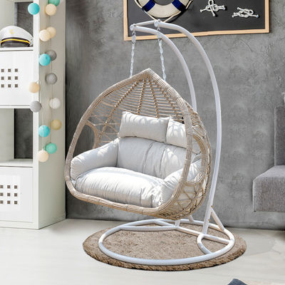 Patio Outdoor Garden PE Rattan Hanging Basket Ratten Swing Chair Of 2 Seats