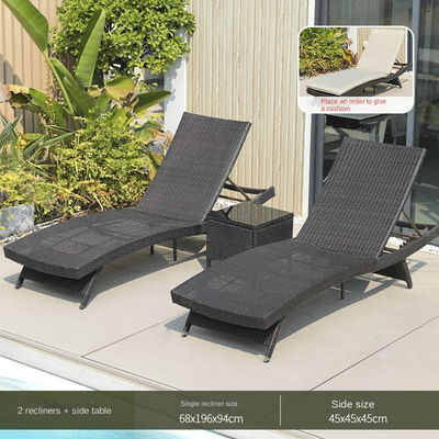 Modern Outdoor Garden Pool Lazy Patio Leisure Chair PE Rattan Twisted Vine Lounge Bed For Sleeping