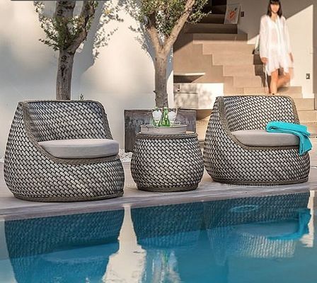 High-End Hand Knitted Chair Outdoor Villa Hotel Garden PE Rattan Sofa And Table Set