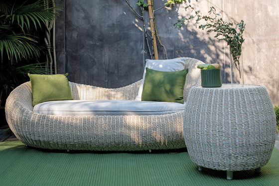 Restaurant Outdoor Light Luxury Ellipse PE Rattan Sofa Set Patio Waterproof Metal Furniture