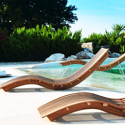 Simple Modern Garden Pool Teak Wood Aluminum Leisure Chair Lounge Bed For Sleeping
