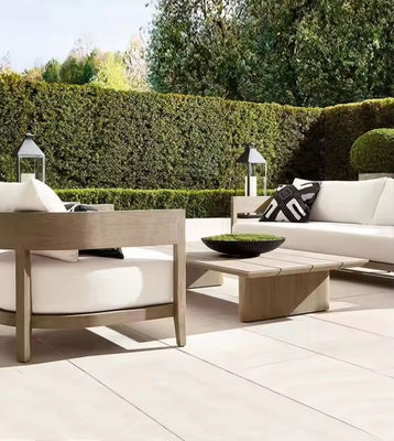 Simple Nordic Outdoor Teak Aluminum Furniture Garden Sofa Chairs Anti Corrosion Anti Cracking