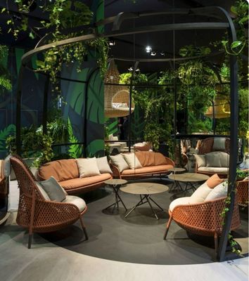 Outdoor Light Luxury PE Rattan Sofa Table Set Patio Waterproof Aluminum Furniture